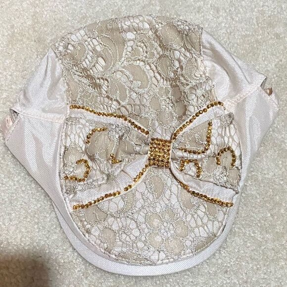 Y2K 2000s Bedazzled Charming Charlie Cap with Bow - Picture 1 of 3